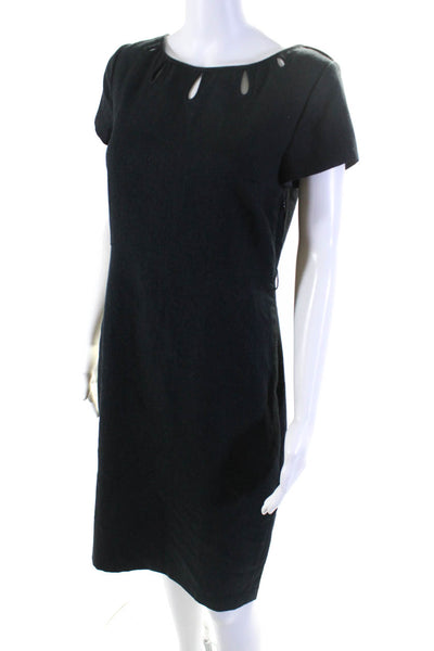 Tocca Womens Cut Out Short Sleeves Sheath Dress Black Wool Size 6