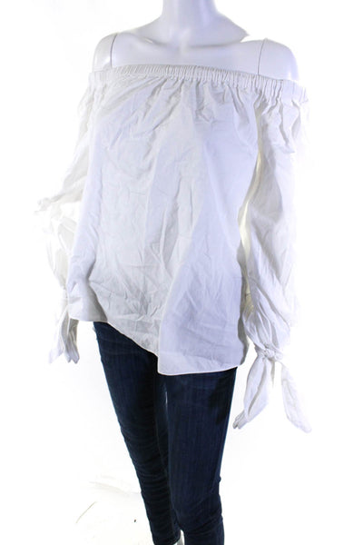 Lailew Womens Off The Shoulder Long Sleeves Blouse White Cotton Size 6