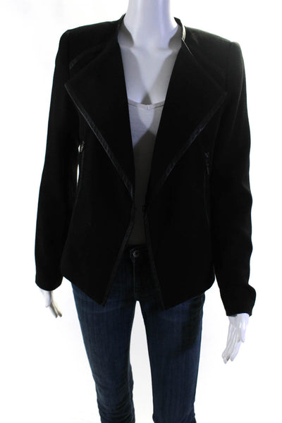 Cut25 Womens Leather Trim Wrap Jacket Black Size 4