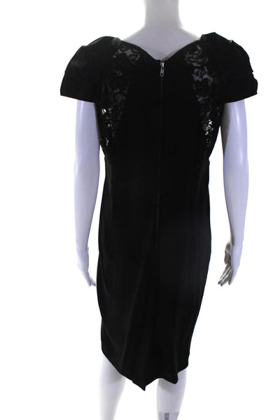 LBK Lourarok Womens Square Neck Lace Trim Pleated Maxi Dress Black Size 42