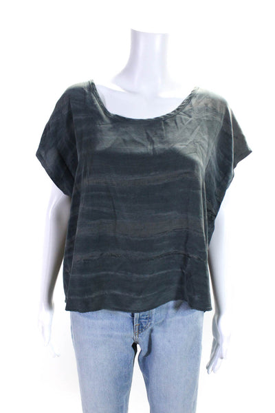 PJK Patterson J Kincaid Women's Round Neck Sleeveless Silk Blouse Gray Size S