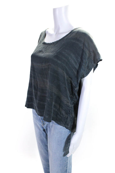 PJK Patterson J Kincaid Women's Round Neck Sleeveless Silk Blouse Gray Size S