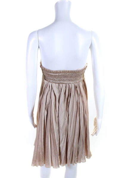 Hanii Y Women's Sweat Heart Neckline Strapless Flare Mini Dress Beige Size 38