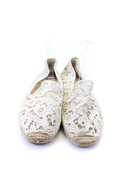 Soludos Women's Round Toe Slip-On Espadrille Embroidered Flat Shoe White Size 9