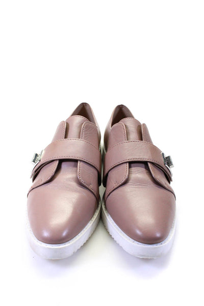 Karl Lagerfeld Womens Leather Turn Lock Buckle Strap Slip-On Shoes Pink Size 8.5