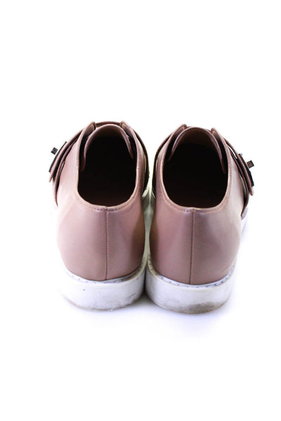 Karl Lagerfeld Womens Leather Turn Lock Buckle Strap Slip-On Shoes Pink Size 8.5