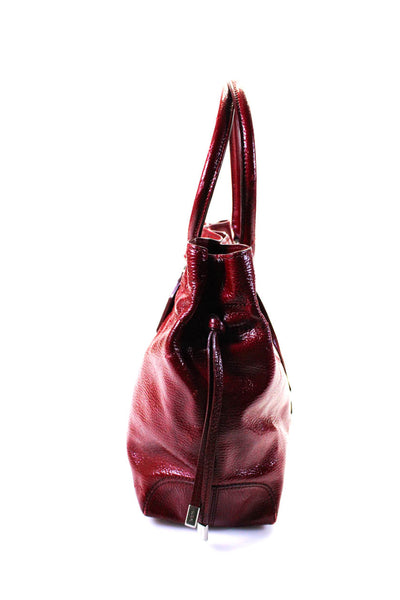 Tods Womens Solid Red Leather Tie on Side Shoulder Bag Handbag