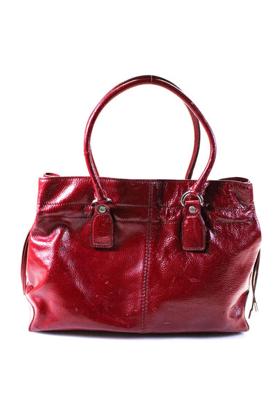 Tods Womens Solid Red Leather Tie on Side Shoulder Bag Handbag