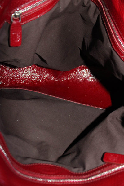 Tods Womens Solid Red Leather Tie on Side Shoulder Bag Handbag
