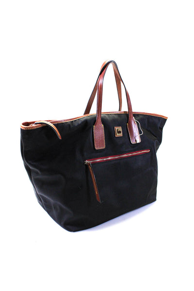 Dooney & Bourke Womens Black Leather Trim Shoulder Tote Bag Handbag