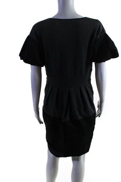 BCBGMAXAZRIA Womens Gray Black V-Neck Short Sleeve Shift Dress Size S/M