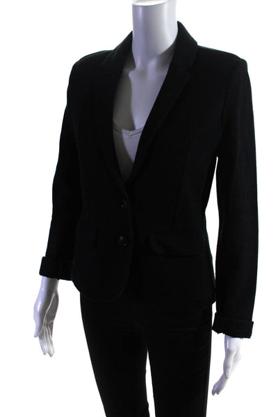 Whistles Womens Waffle Knit Two Button Long Sleeved Cardigan Blazer Black Size 4