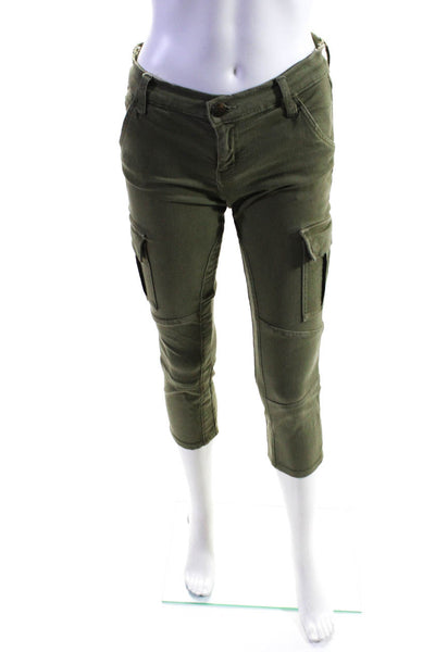 Current/Elliott Womens Low Rise Skinny Leg Cropped Cargo Pants Green Size S