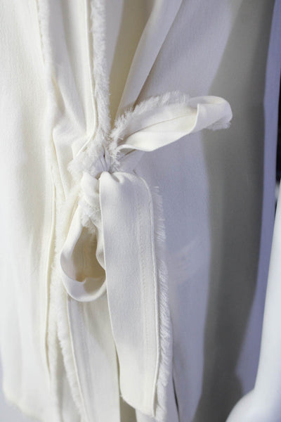 Proenza Schouler Womens Sleeveless Crew Neck Tie Front Fringe Top White Size 8