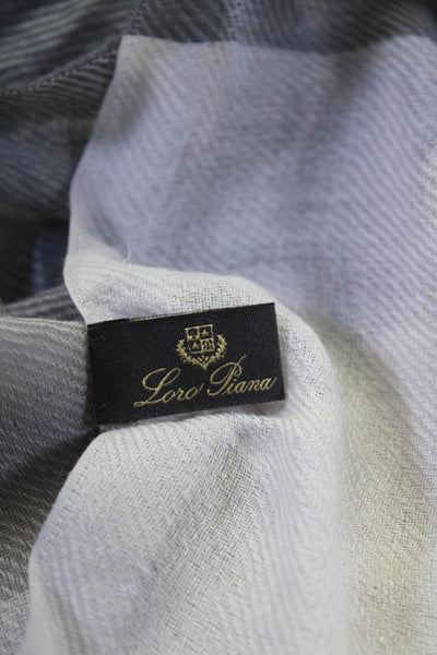 Loro Piana Womens Cashmere Silk Knit Fringe Plaid Scarf Gray