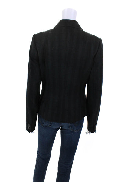 Richmond X Womens Wool Plaid Print Peaked Lapel Two Button Blazer Black Size 42