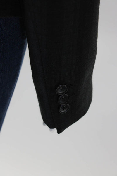 Richmond X Womens Wool Plaid Print Peaked Lapel Two Button Blazer Black Size 42