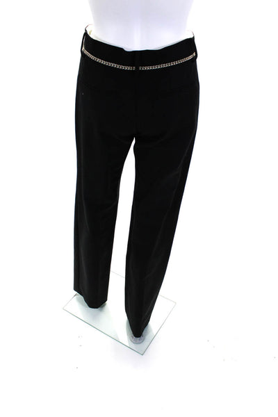 No21 Womens Cotton Low-Rise Chained Waist Pleated Front Trousers Black Size 38