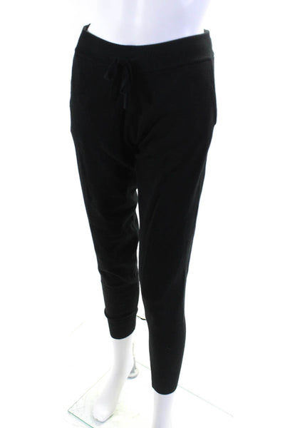 Minnie Rose Women's Cotton Elastic Drawstring Cuffed Jogger Pants Black Size XS