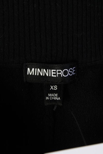 Minnie Rose Women's Cotton Elastic Drawstring Cuffed Jogger Pants Black Size XS