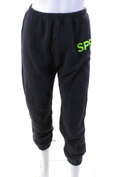 SPRWMN Womens Cotton Fleece Paint Spotted Print Tapered Sweatpants Black Size S