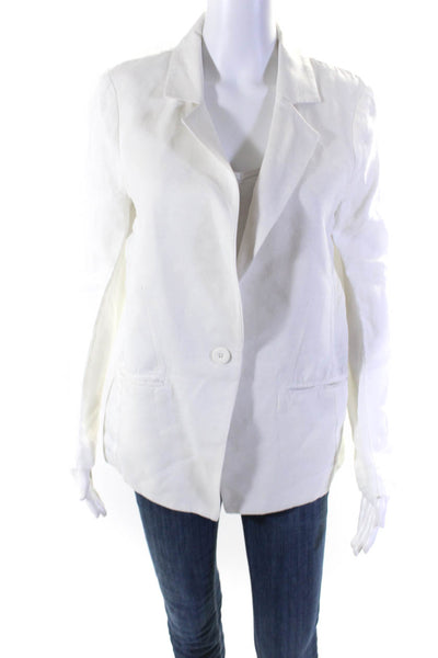 NSF Womens Long Sleeve Single Vented One Button Blazer Jacket White Size S