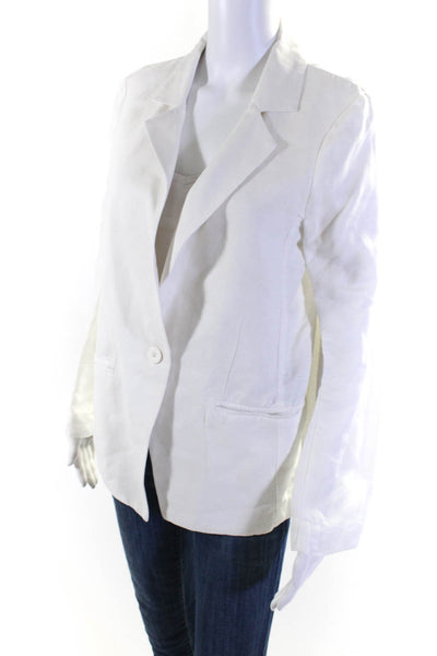 NSF Womens Long Sleeve Single Vented One Button Blazer Jacket White Size S