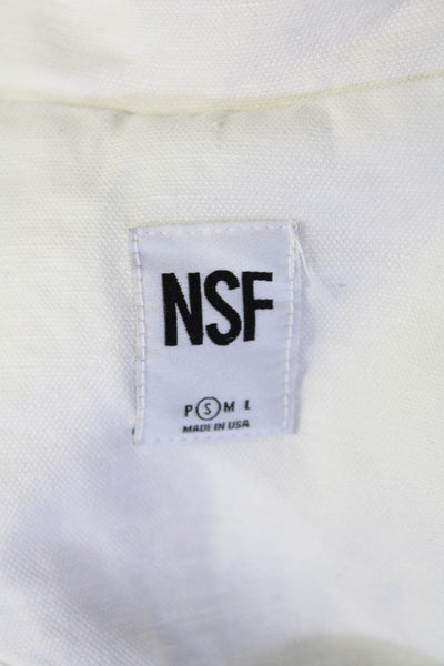 NSF Womens Long Sleeve Single Vented One Button Blazer Jacket White Size S