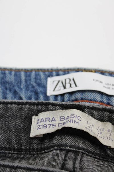 Zara Women's Midrise Medium Wash Distress Straight Leg Denim Pant Size 6 Lot 2