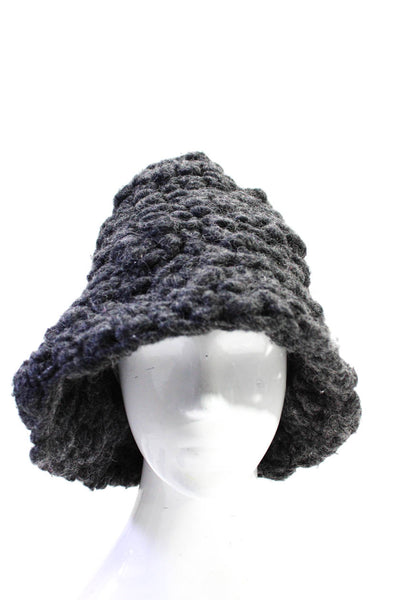 Mischa Lampert Womens Woven Bucket Hat Gray Wool