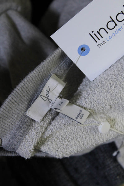 Joie Womens Crew Neck Knit Terry Ruffle Sweatshirt Heather Gray Size Medium