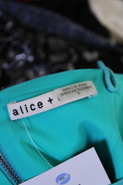 Alice + Olivia Womens Spaghetti Strap Scoop Neck Tiered Dress Blue Size 6