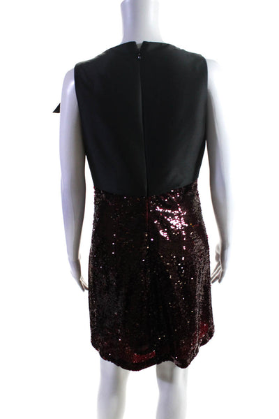 Shoshanna Womens Back Zip Sleeveless Crew Neck Sequin Dress Red Black Size 6