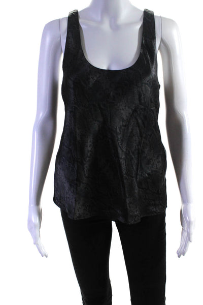 Cami NYC Womens Scoop Neck Snakeskin Printed Silk Tank Top Gray Size Medium