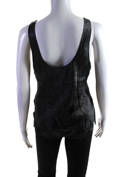 Cami NYC Womens Scoop Neck Snakeskin Printed Silk Tank Top Gray Size Medium