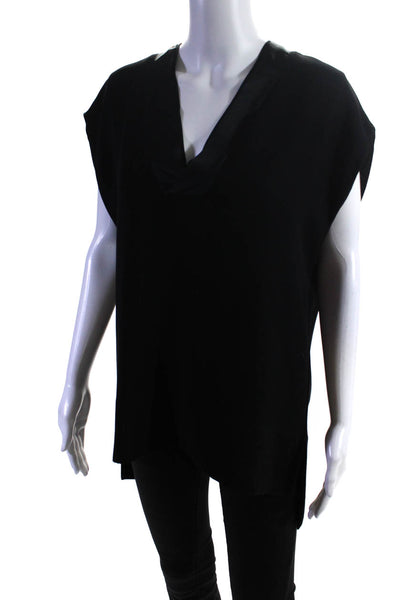 Vince Womens Sleeveless V Nekc High Low Side Slit Oversized Top Black Size Small