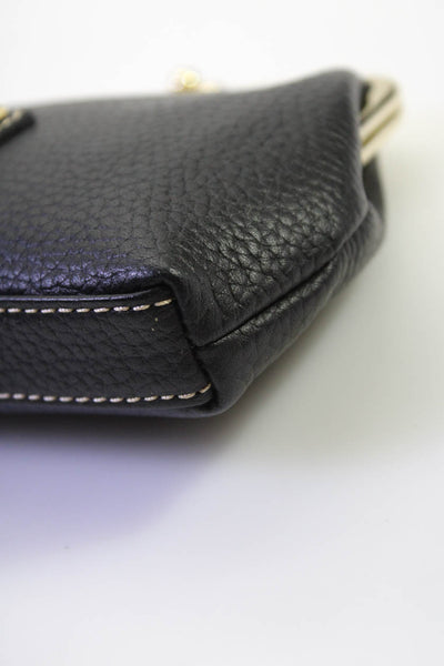 Dooney & Bourke Womens Leather Medallion Textured Framed Pouch Handbag Black
