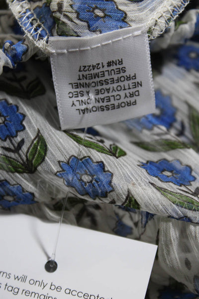 Misa Womens Floral Print A Line Maxi Skirt White Blue Size Medium