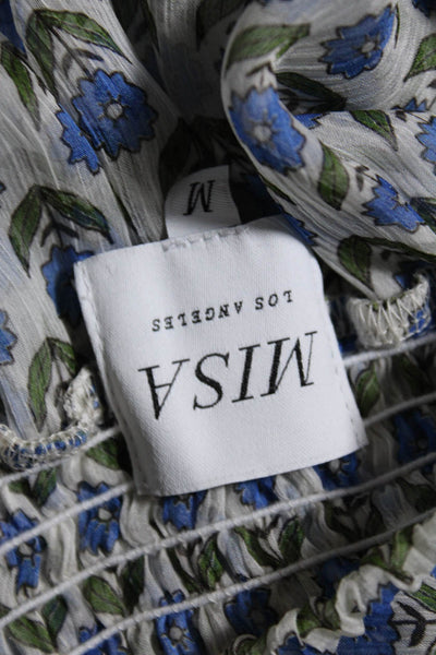 Misa Womens Floral Print A Line Maxi Skirt White Blue Size Medium