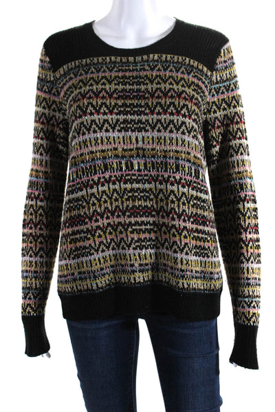 Theory Womens Linen Blend Round Neck Pullover Sweater Top Multicolor Size M
