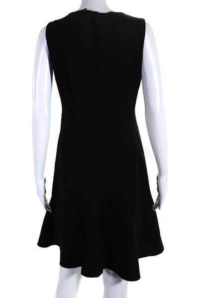 Elie Tahari Womens Back Zip Crew Neck Studded Shift Dress Black Size 4