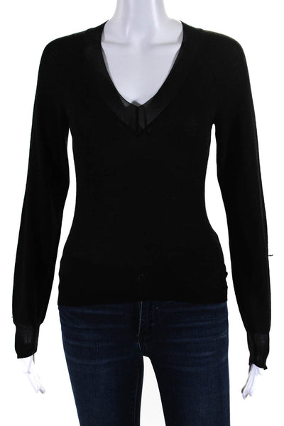 Ikram Women's V-Neck Long Sleeves Pullover Sweater Black Size S