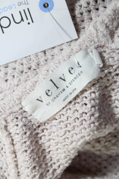 Velvet Women's V-Neck Long Sleeves Mesh Pullover Sweater Light Purple Size L
