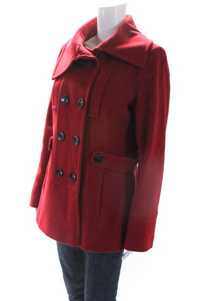 Tahari Womens Bright Red Wool Double Breasted Long Sleeve Peacoat Size 8