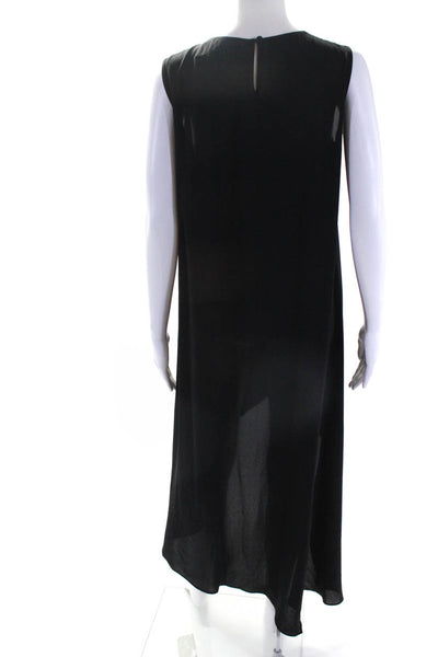 BCBG Max Azria Womens Chiffon Ruffle Sleeveless Midi Shift Dress Black Small