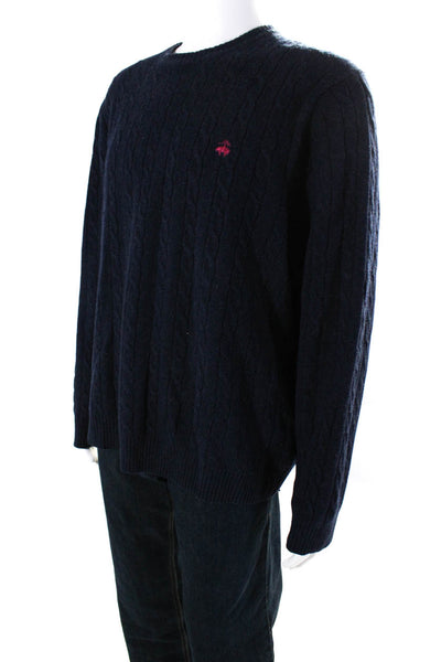 Brooks Brothers Mens Crew Neck Sweater Navy Blue Wool Size Extra Large