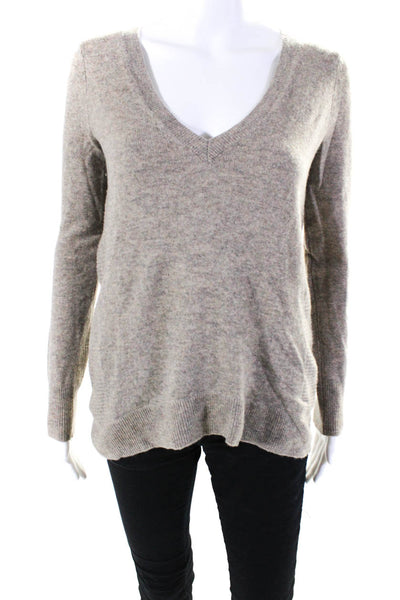 Line Womens Cashmere Long Sleeves V Neck Sweater Beige Size Extra Small