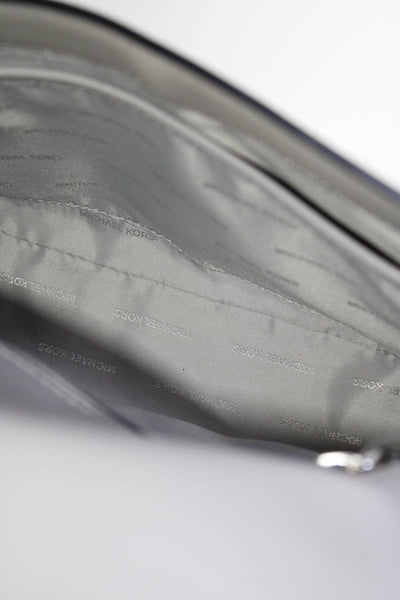 Michael Kors Womens Leather Flap Crossbody Shoulder Handbag Gray Black