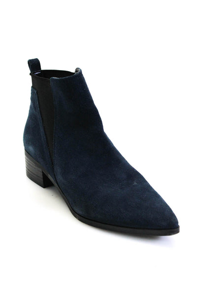 Marc Fisher Womens Suede Pointed Toe Ankle Boots Blue Black Size 7.5 Medium