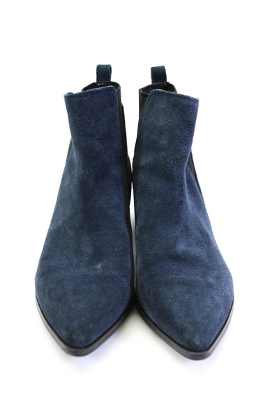Marc Fisher Womens Suede Pointed Toe Ankle Boots Blue Black Size 7.5 Medium